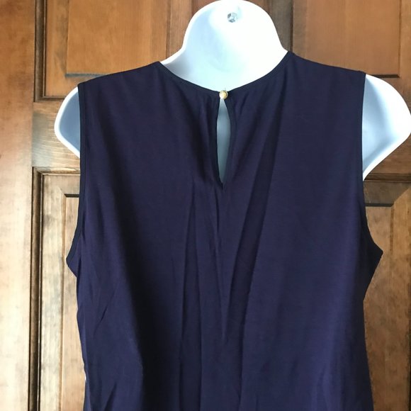 Vince Camuto Navy w/Ivory Geometric Sleeveless Pullover Top Petite Medium - Picture 8 of 12